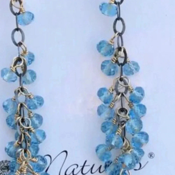 Blue Topaz,Chandelier Earrings,Long Earrings,Swiss Blue Topaz,Waterfall Earrings - Picture 6 of 6